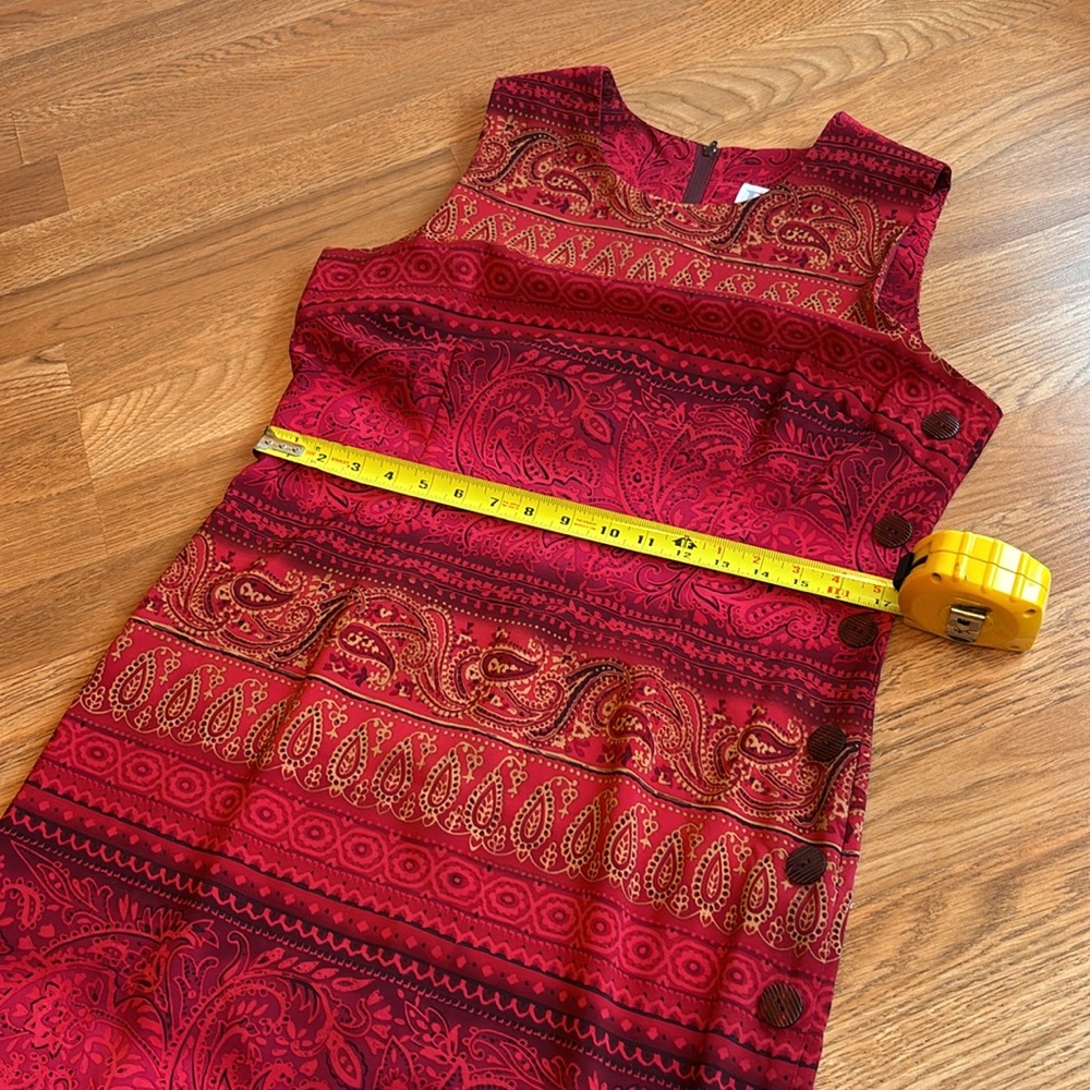 Vintage 1990’s R&K Original vibrant red and dark pink floral dress. Size 10P. - Picture 15 of 17